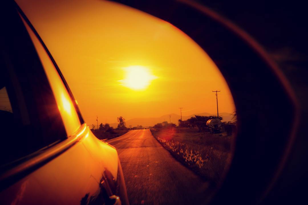 Sunset on the road